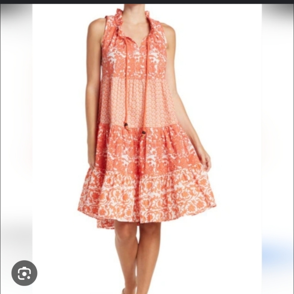 NWOT Chelsea & Theodore Orange Floral Midi Dress